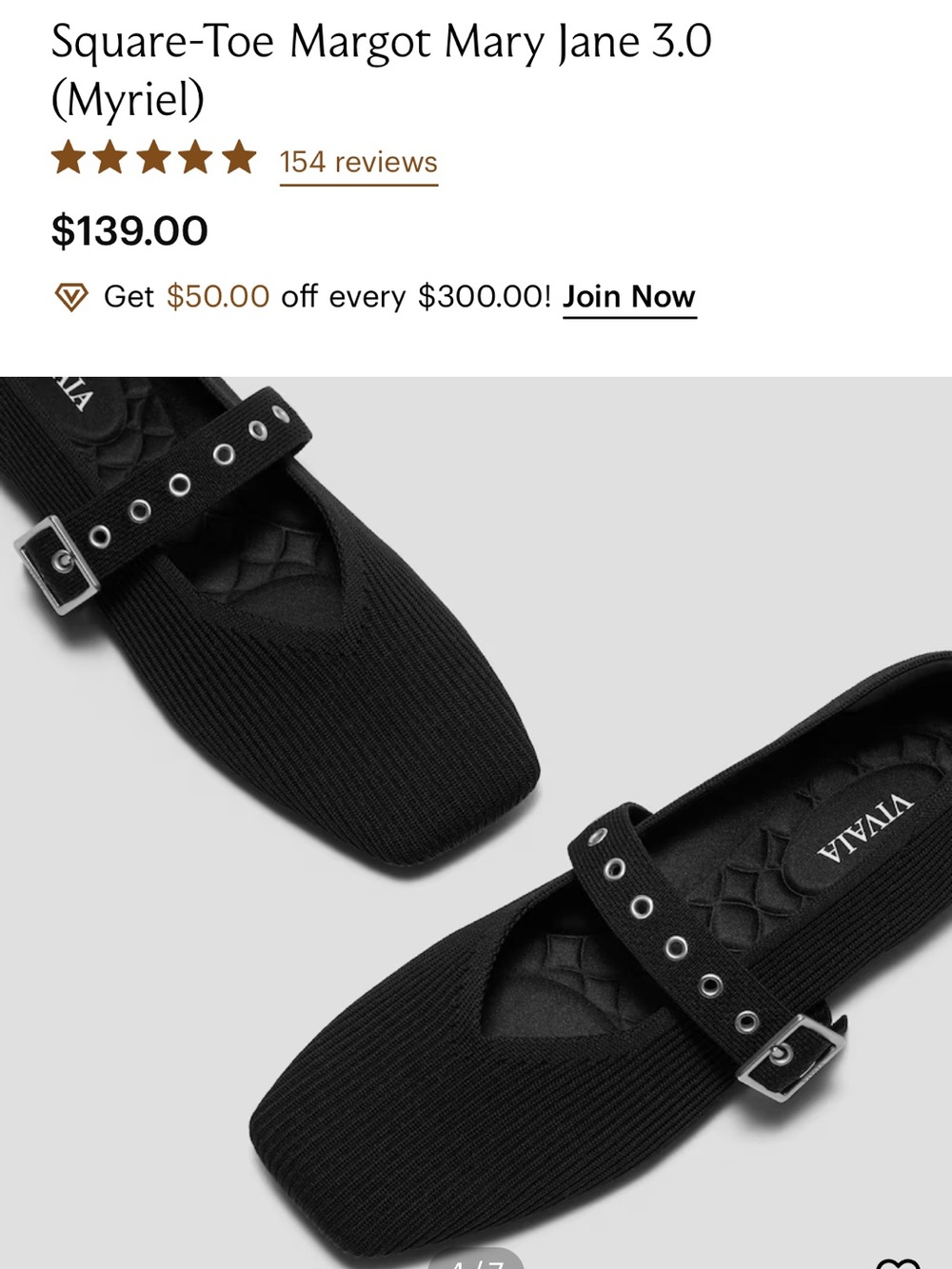 Vivaia- Square-Toe Mary Jane in Black